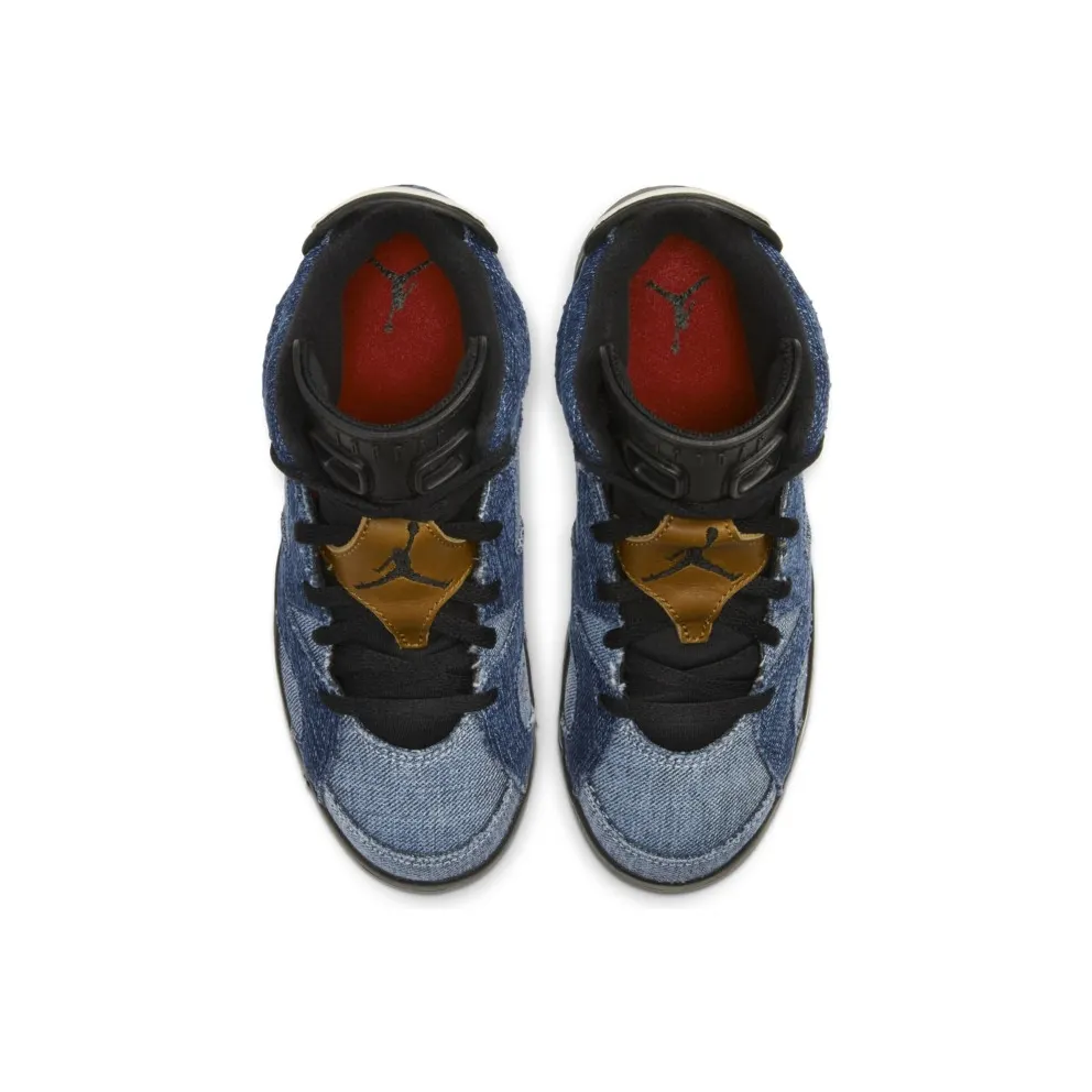 Jordan 6 Retro Washed Denim (PS) Washed Denim/Sail-Varsity Red-Black (CV5487-401)