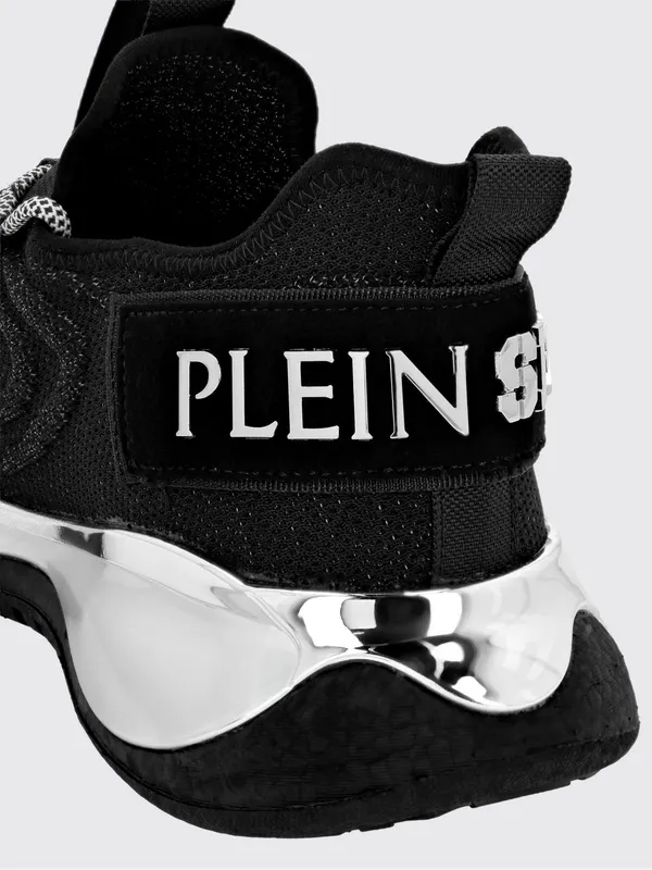 Plein Sport Runner Low-Top Sneakers in Viscose Jersey with Serrated Sole Black (SADSUSC0525STE003N02) (2)