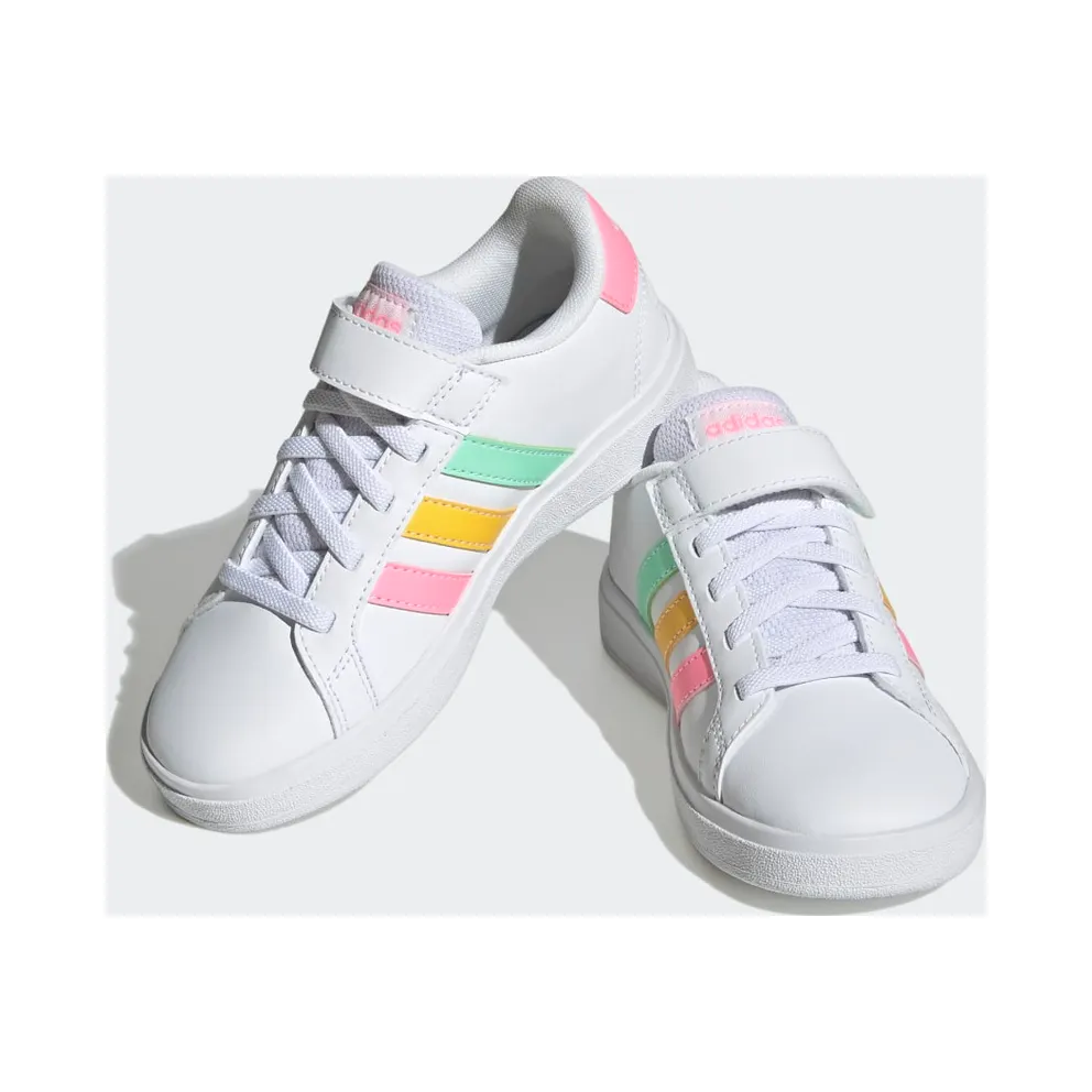 Adidas Grand Court Elastic Lace and Top Strap Cloud White / Pulse Mint / Beam Pink (HP8913)