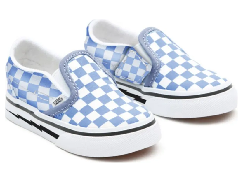VANS Gepersonaliseerde Toddler Skyway Checkerboard Slip-on Blauw (VN0A3CST098)