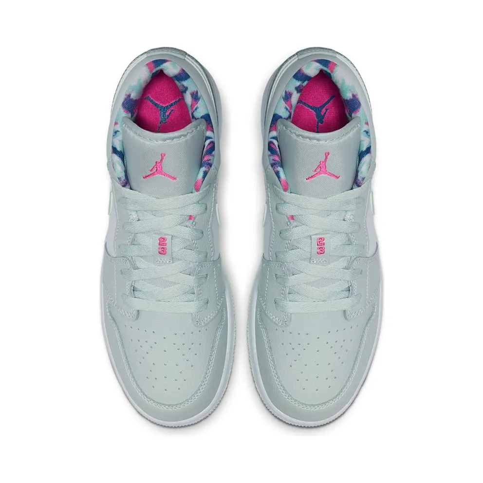 Jordan 1 Low Barely Grey Frosted Spruce (GS) Barely Grey/White-Laser Fuchsia-Frosted Spruce (554723-051)