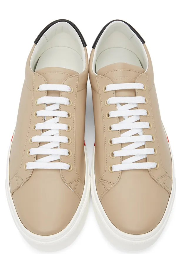 Burberry Beige Bio-Based Striped Sole Sneakers (8037195) (5)