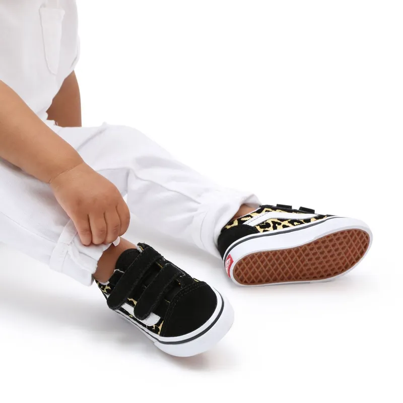 VANS Flocked Leopard Old Skool Velcro Peuterschoenen Zwart (VN000D3YABS)