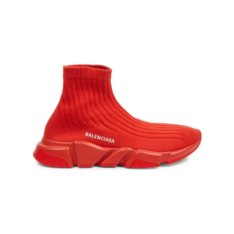 Balenciaga Speed Trainer Rib-Knit Rouge