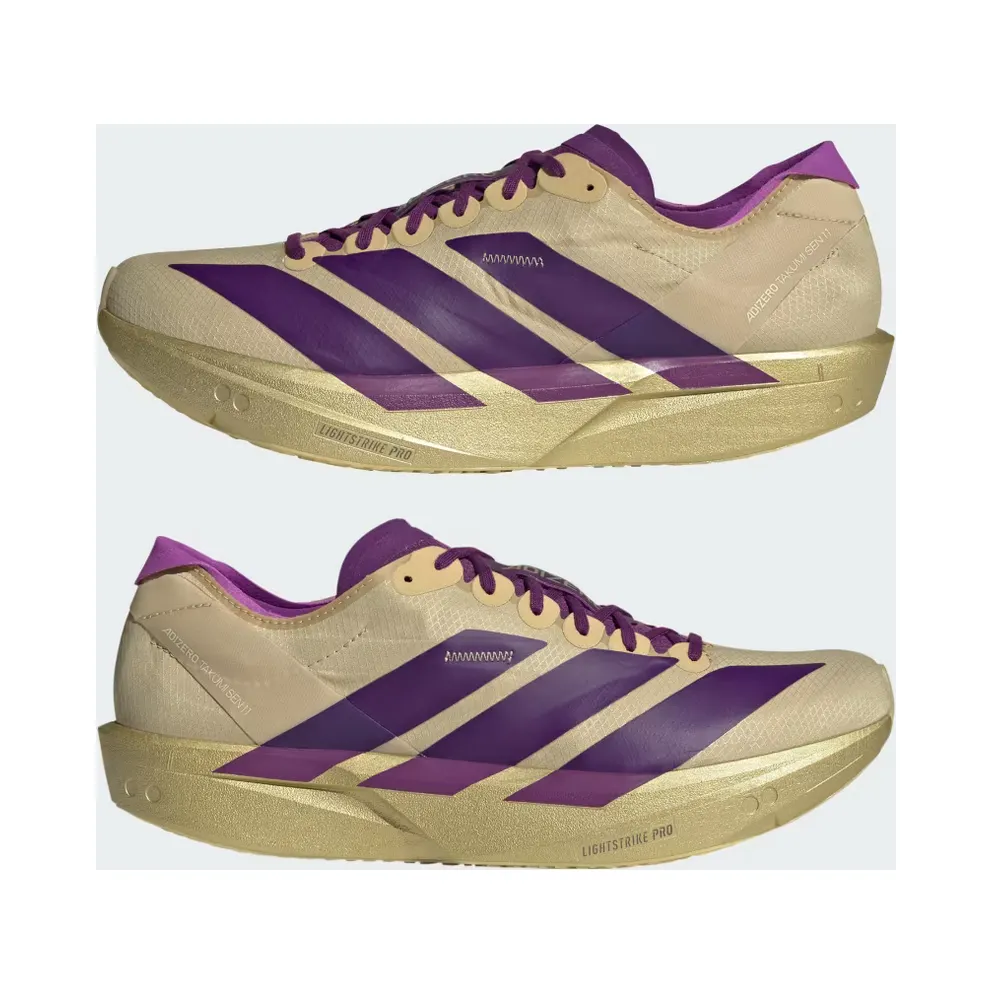 adidas Adizero Takumi Sen 11 “Sand / Rich Purple / Gold Metallic” (JR7417)