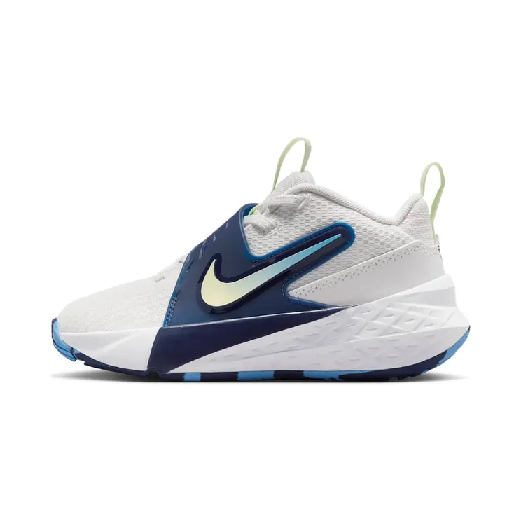 Nike Team Hustle D 12 “Summit White / Midnight Navy / University Blue / Volt Tint” (HF6280-104)