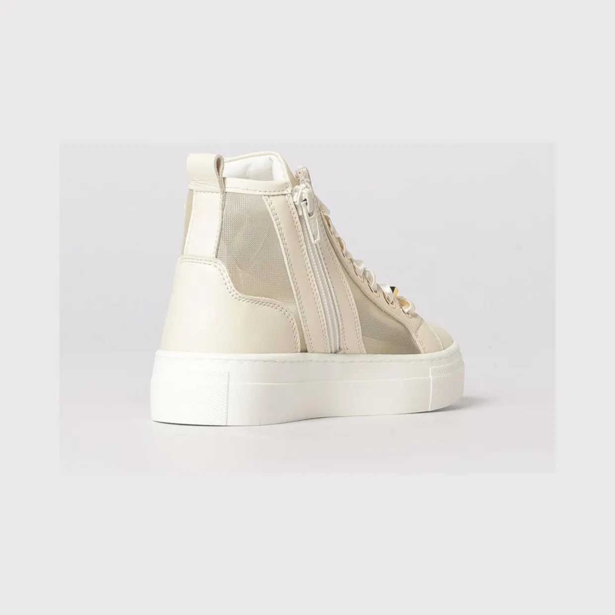 Elisabetta Franchi Sneakers in Leather and Mesh Nylon with Monogram Butter (F4A9E05361922698) (2)