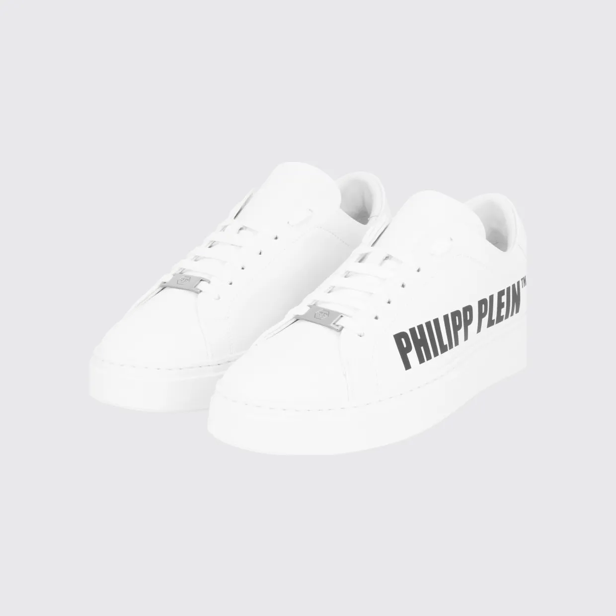 Philipp plein Low-Top Lace-Up Sneakers in Smooth Leather with Printed Logo White (UAESMSC4063PLE005N01)