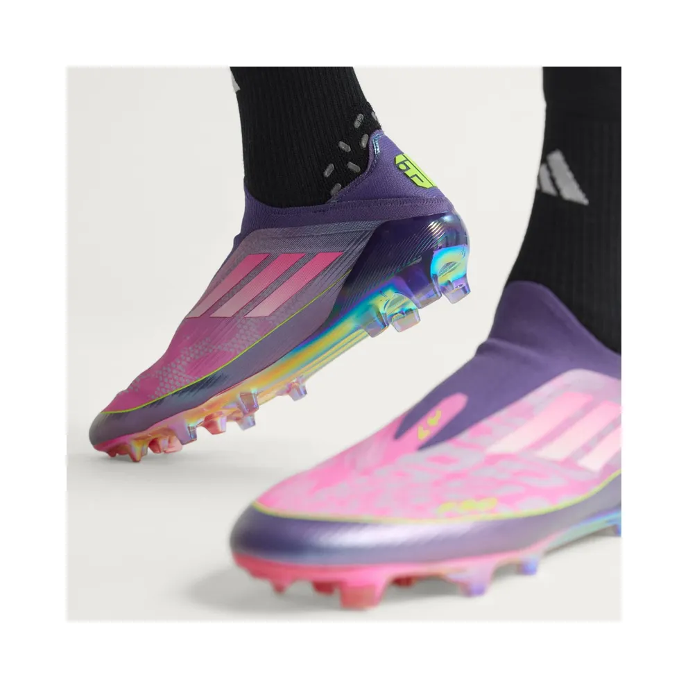 adidas F50 Elite Lamine Yamal Laceless Firm Ground Boots “Purple / Cloud White / Lucid Lemon” (JS0560)