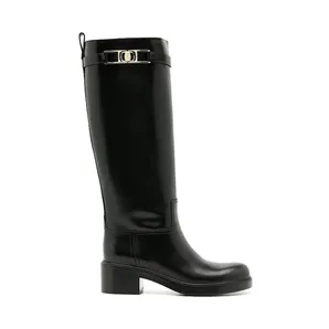 Ferragamo Gancini 55mm Knee Boots Black (01C904750681)
