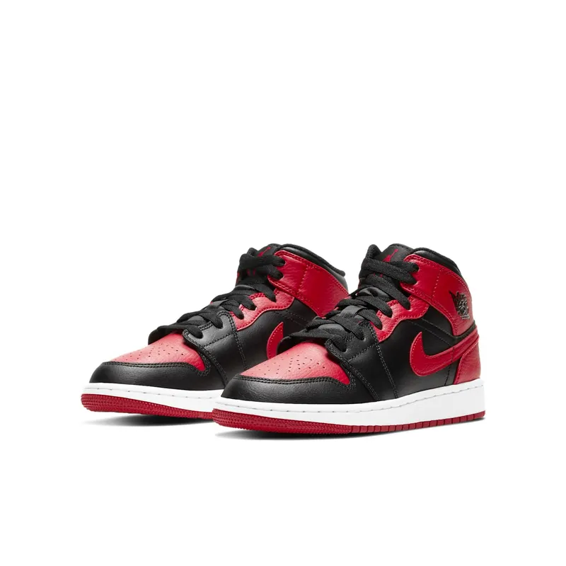 Jordan 1 Mid Banned 2020 (GS) Black/University Red-Black-White (554725-074)