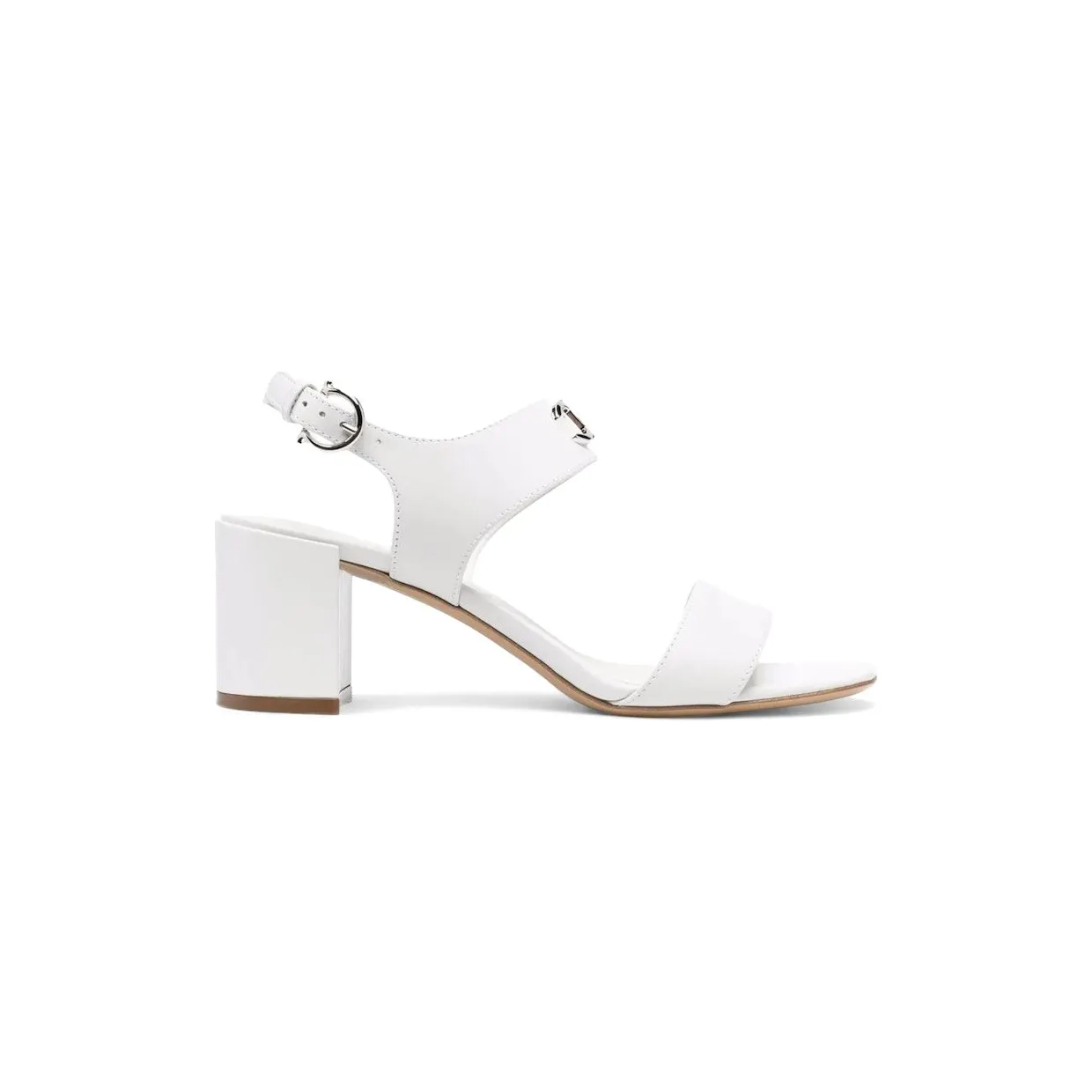 Ferragamo 55mm Gancini Logo-Plaque Sandals White (01C094749553)