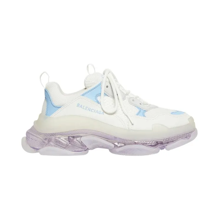 Balenciaga Triple S Clear Sole Leather Free Light Blue Grey Light Purple White (544351W2GA39944)