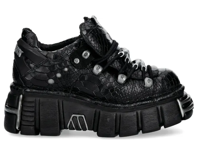 New Rock Zilverkleurige hardware met textuur “Black” (M120NC74)