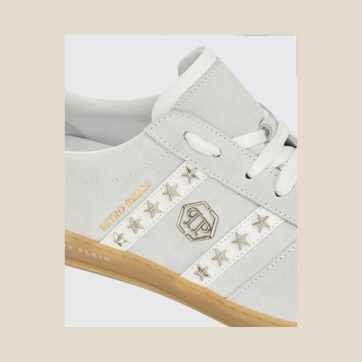 Philipp plein Retro Rebel Suede Sneakers with Applied Stars White (SAFSUSC0911PLE009N01) (3)
