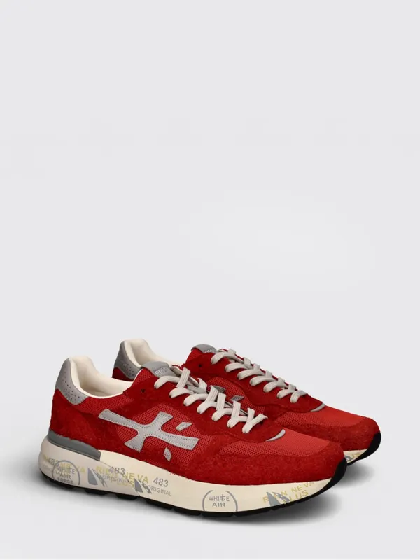Premiata Mick Used Suede and Mesh Sneakers Red (MICK018270)