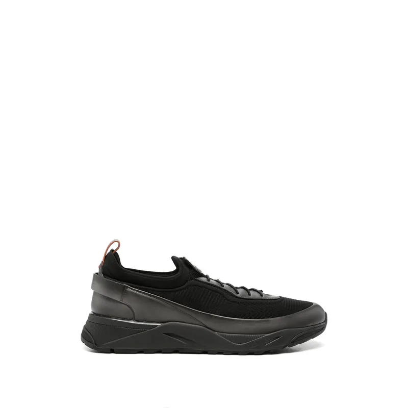 Santoni Panelled Low-top “Black” (MBIO22262NERT NUCG62)