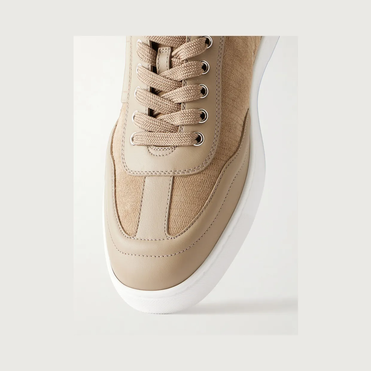 Christian Louboutin Retero Leather-Trimmed Suede Sneakers Beige (3260722) (5)