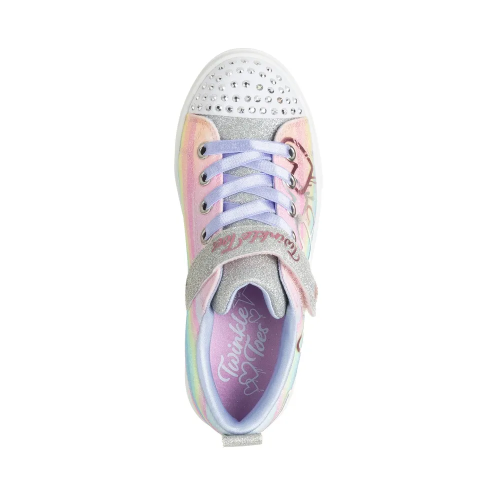 Skechers Twinkle Toes: Twinkle Sparks “Ombre Love Sneaker Silver” (314823LSMLT)