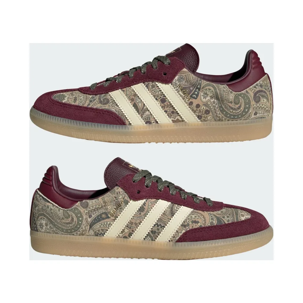 Adidas SAMBA OG X LIBERTY LONDON Shoes Maroon / Warm Vanilla / Olive Strata (KH9802)