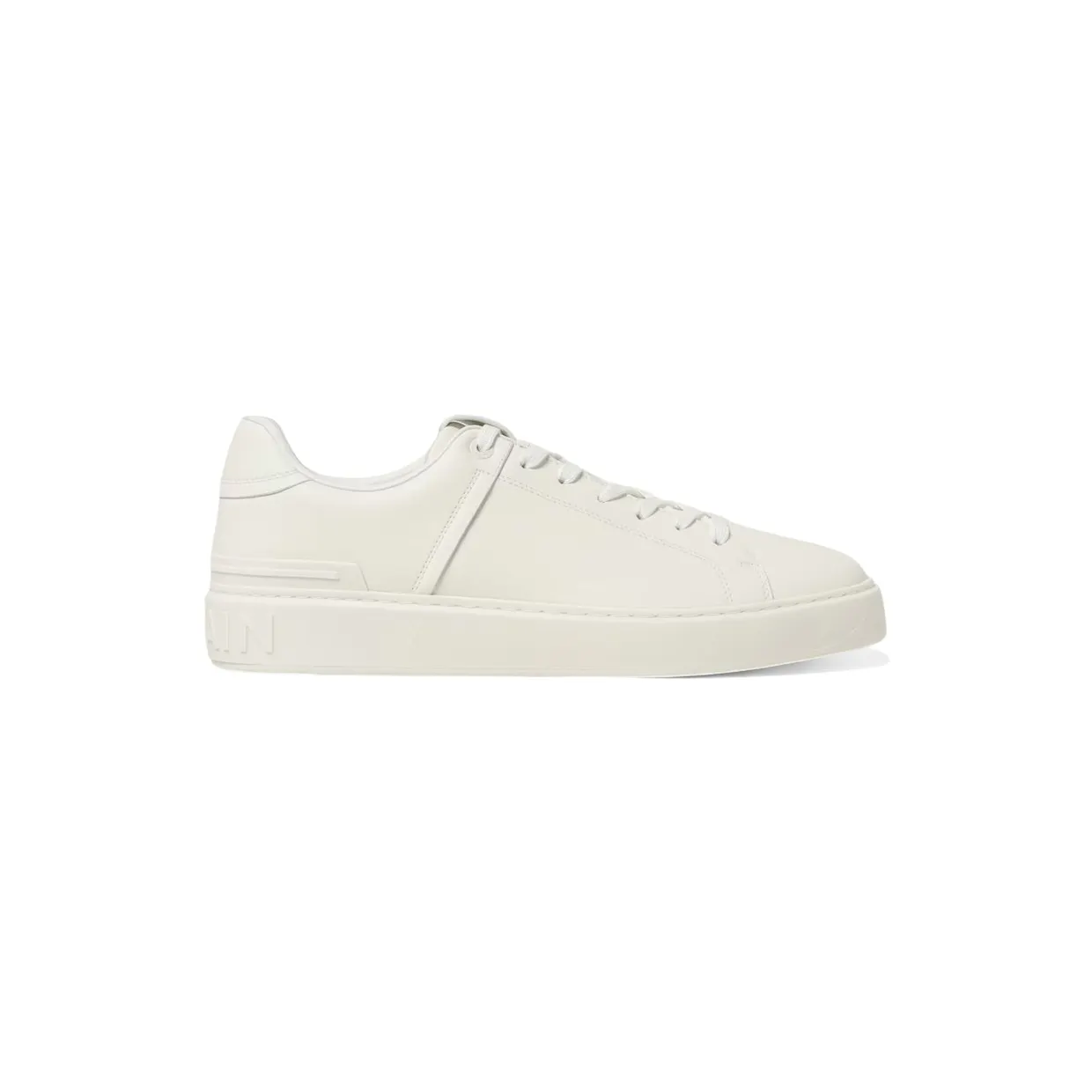 Balmain B-Court Lace-Up Trainers White Calfskin Leather (FM1VI288LVTR)