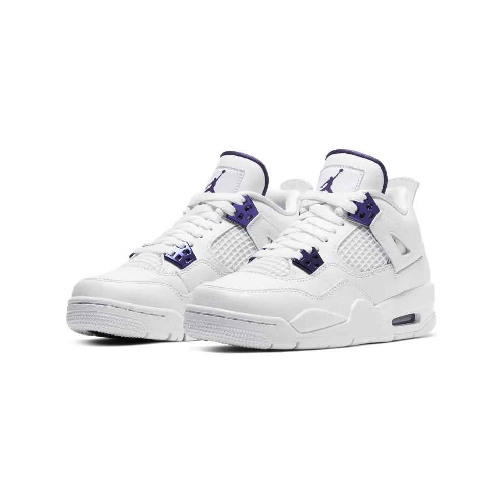 Jordan 4 Retro Metallic Purple (GS) White/Court Purple-Metallic Silver (408452-115)