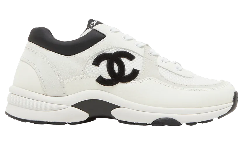 Chanel Low Top Trainer Suede White Black (W) (G38299 Y55720 K3846)