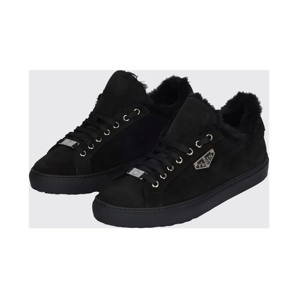 Philipp plein Suede Low-Top with Shearling Lining Black (LADSMSC4069PLE009N02)