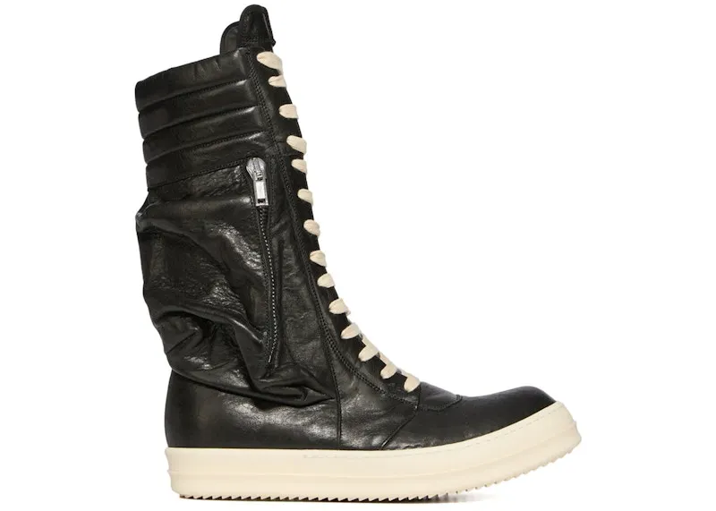 Rick Owens Cargo Geobasket Black Milk Tumbled Lamb Leather (RU01F2885-LBE-91)