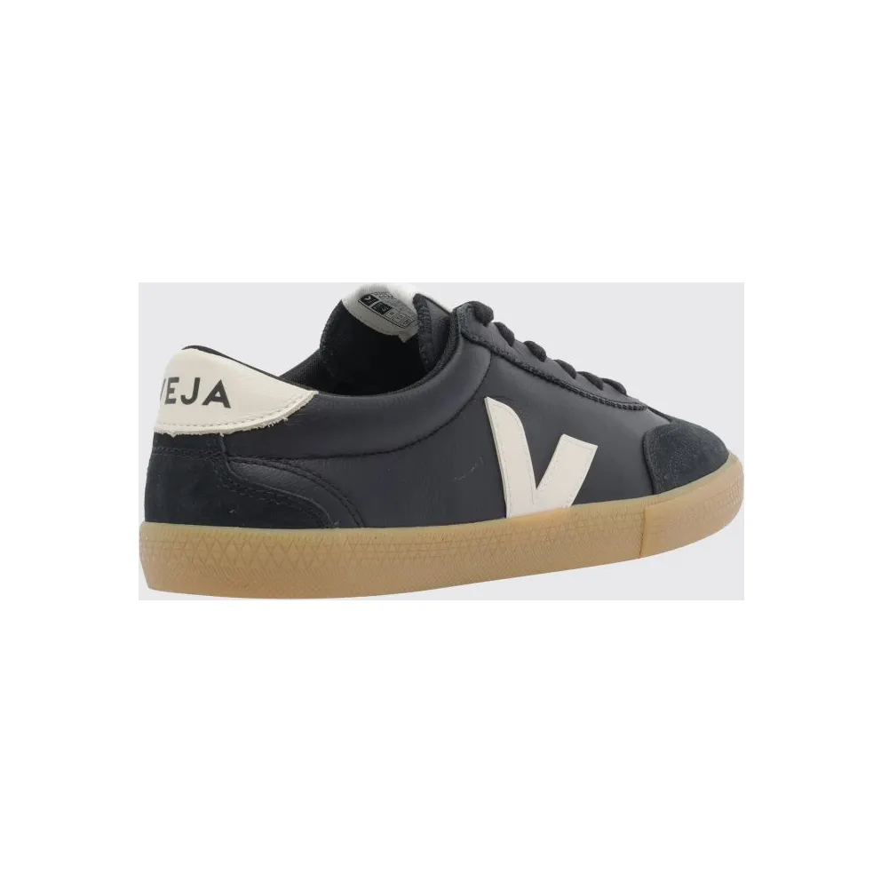 Veja Volley O. T. Leather Low-Top with Contrast Logo Black (VO202051)