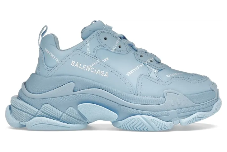 Balenciaga All Over Logo Triple S Blue Grey (W) (524039W2FA14090)