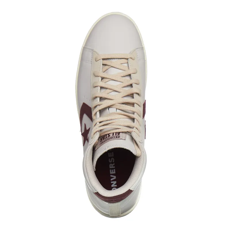 Converse Pro Leather Hi White / Deep Bordaeux / String (171606C)