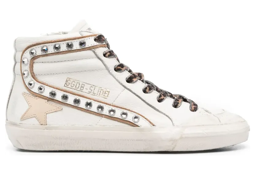 Golden Goose Slide verfraaid met kristallen “White” (GWF00211F00471111541)