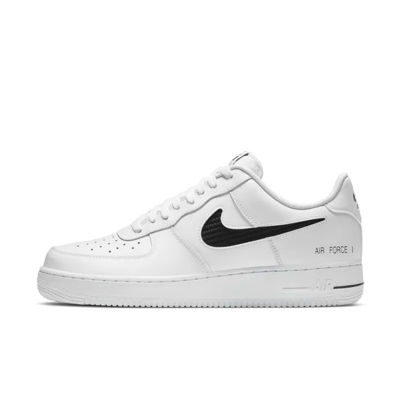 Nike Air Force 1 Low Cut Out Swoosh White Black White/Black-White (CZ7377-100)