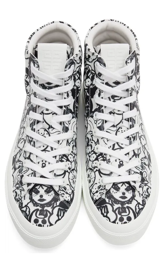 Givenchy White & Black Chito Edition City High-Top Sneakers (BH005LH142) (5)