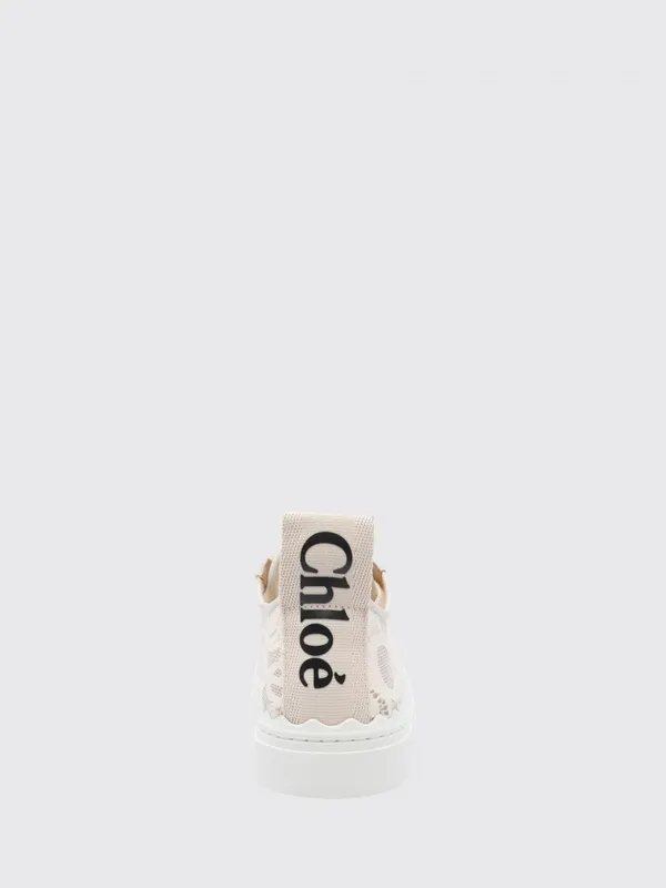 Chloé CHLOÉ Lauren Lace and Leather Platform with Logo Beige (CHC19U108D26J1)
