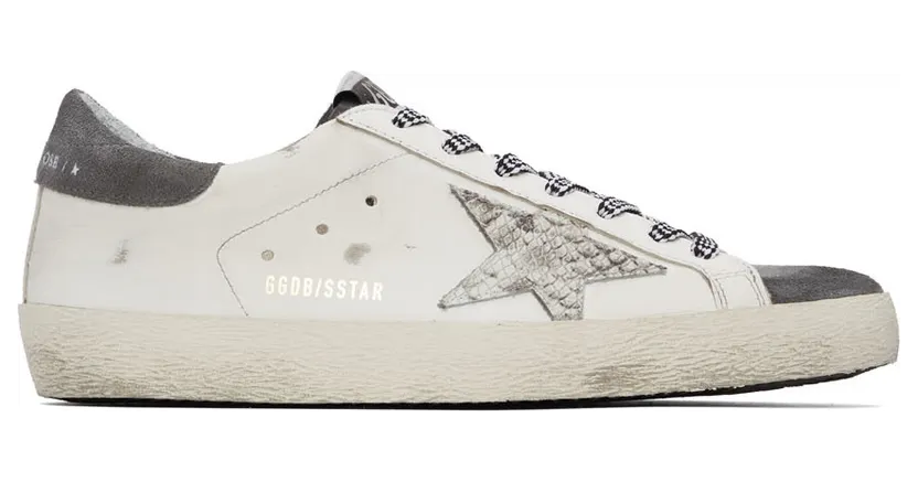 Golden Goose White & Grey Super-Star Sneakers (GMF00101.F002045.10772)
