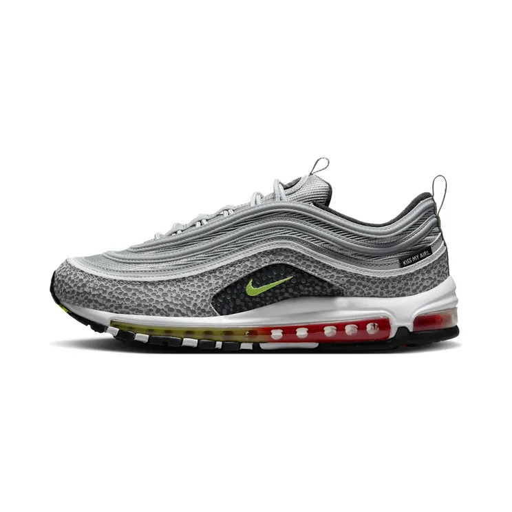 Nike Air Max 97 Kiss My Airs Silver Bullet Safari “Light Smoke Grey / Cool Grey / Black / Volt” (FD9754-001)