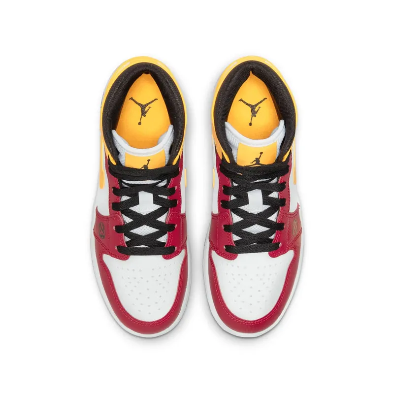 Air Jordan 1 Mid SE Motorsports (GS) – “White / Varsity Red / Yellow” (DJ0336-067)
