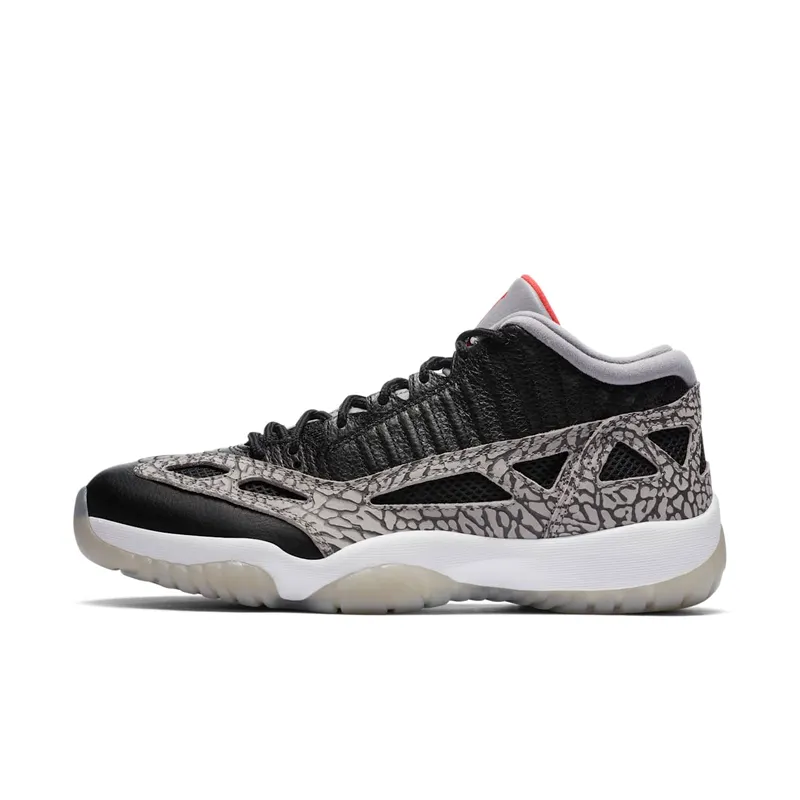 Jordan 11 Retro Low IE Black Cement Black/Fire Red-Cement Grey-White (919712-006)