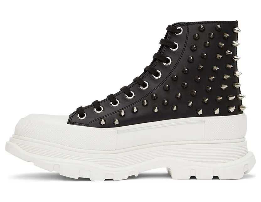 Alexander McQueen Black Leather Tread Slick Sneakers (705809WHZ63) (3)