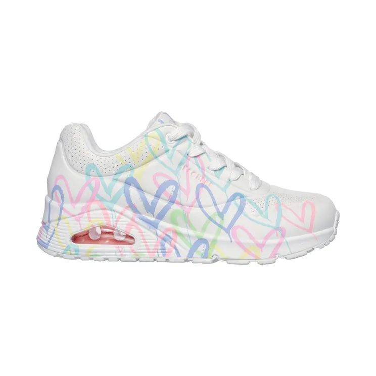 Skechers x JGoldcrown: Uno – Spread the Love – White / Pink Turquoise (155507 WPTQ)