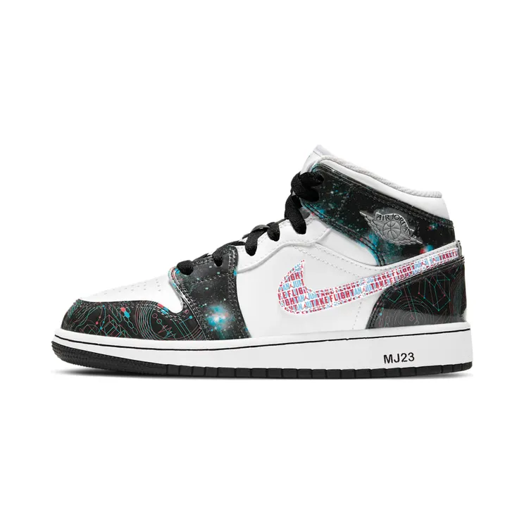 Air Jordan 1 Mid SE Take Flight (GS) (2021) “White / Blue Hero / Black / Bright Crimson” (BQ6931-114)