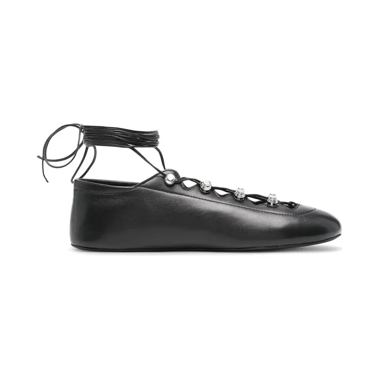 Alexander Wang Vyollette Lace Up Flat Black (30225F004 001)