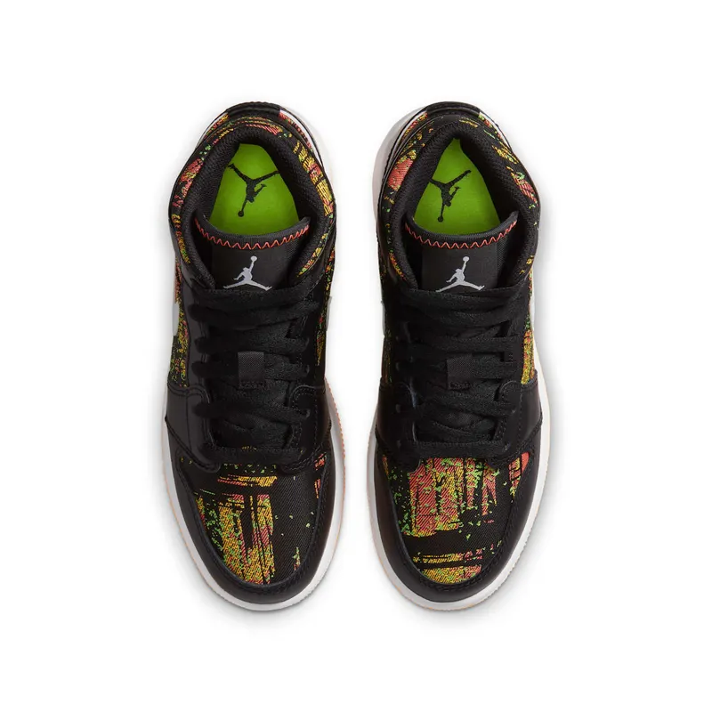 Jordan 1 Mid Black Laser Orange Bright Melon (GS) Black/Laser Orange-Bright Melon-White (555112-003)