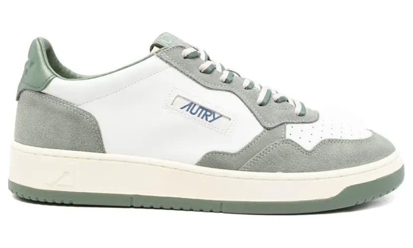 Autry Medalist Low White Military Green Sea Spray (AULM-BW02)