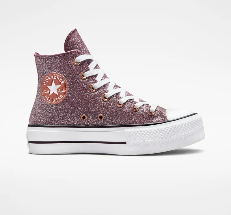 Converse Chuck Taylor All Star Lift Platform Metallic Glitter Dark Wine/copper/White (A03240C)