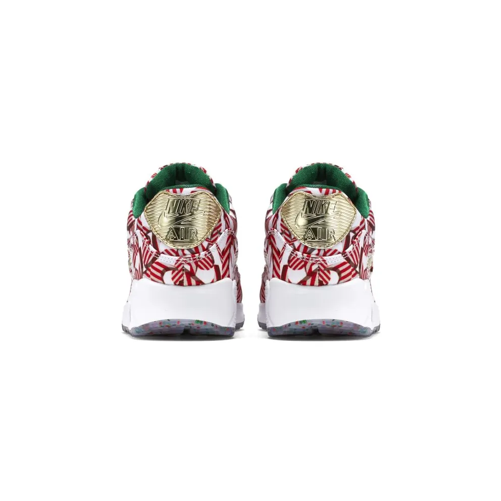 Nike Air Max 90 Candy Cane Christmas 2015 (W) White/University Red-Metallic Gold (813150-101)