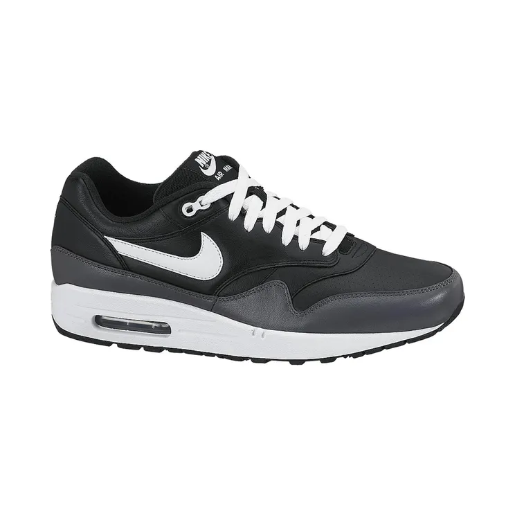 Nike Air Max 1 Leather ‘Black Grey White’ Black/White/Dark Grey (654466-001)