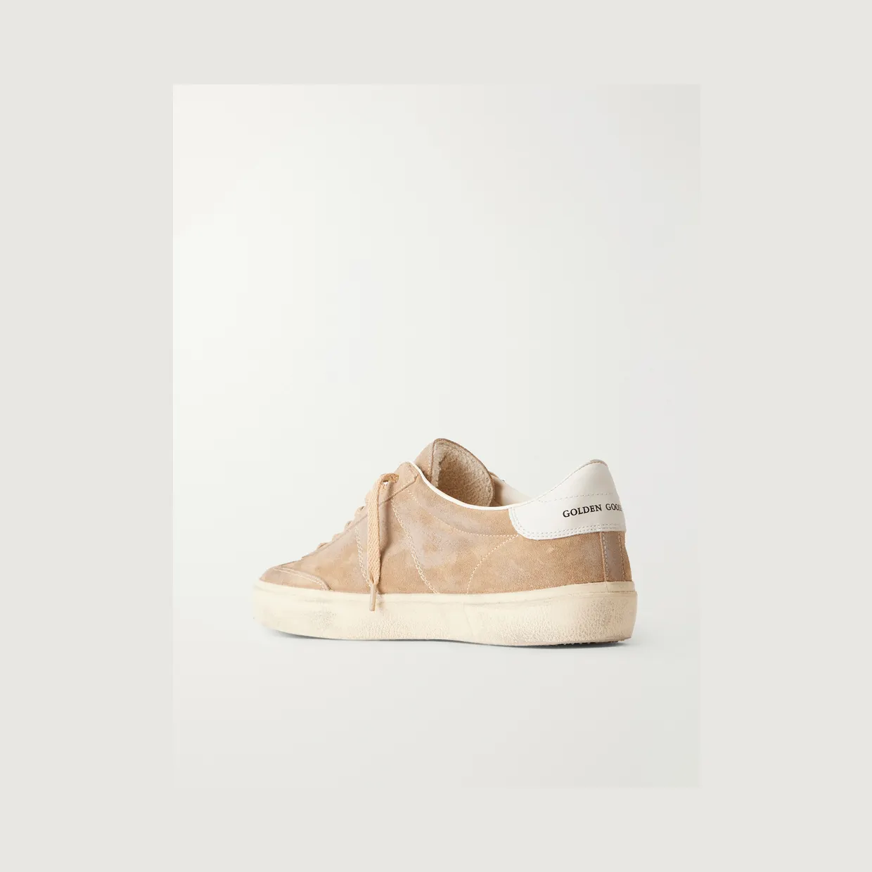 Golden Goose Super-Star Distressed Leather-Trimmed Suede Sneakers Tan (GMF01077.F008593) (4)